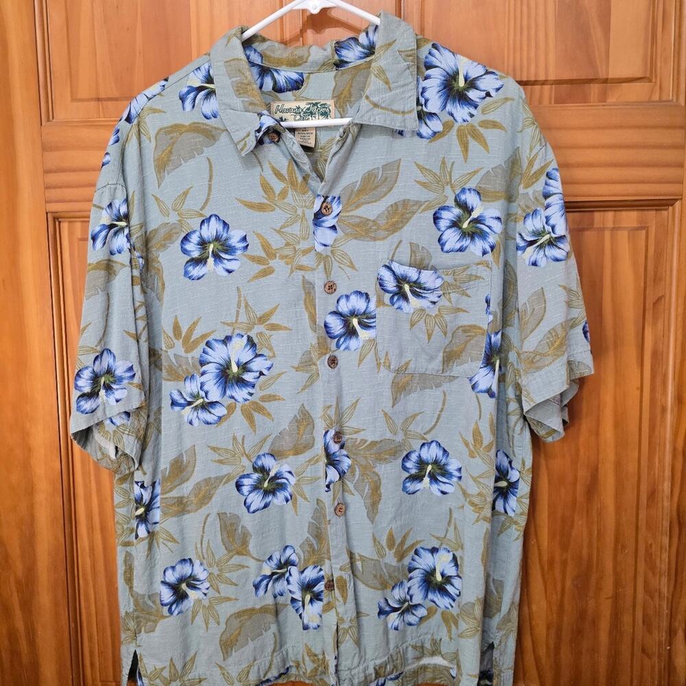 Havana Jacks Cafe Hawaiian Shirt Mens Size L Multi Green Floral Short Sleeve